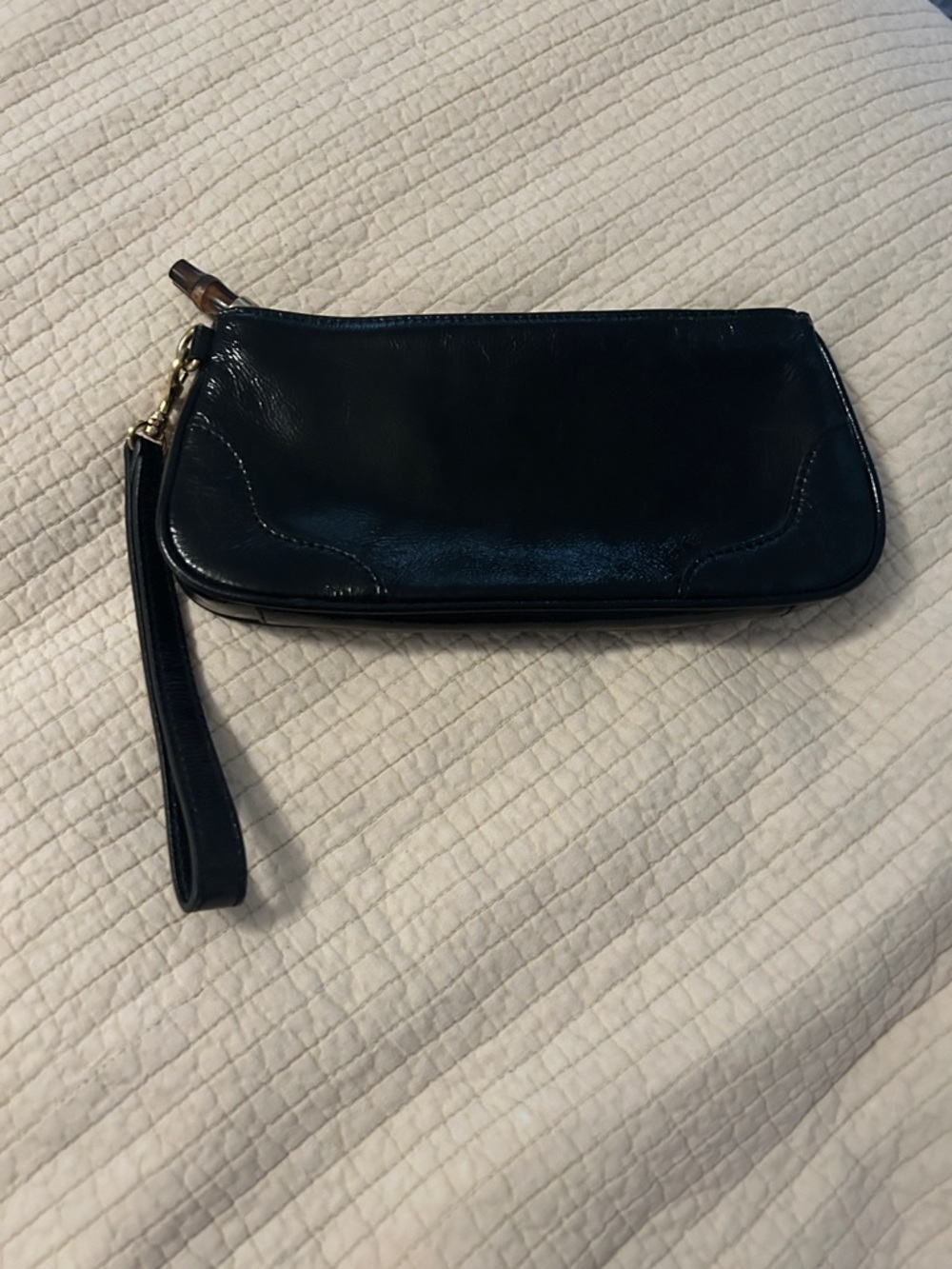 Talbots black leather wristlet